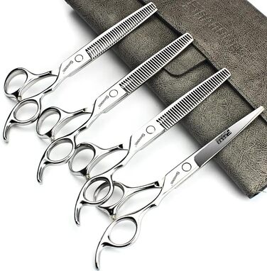 Набір професійних ножиць для грумінгу тварин 7/7.5 дюймів (Японія) 440C, вигнуті та розріджуючі, 3 шт. (фіолетовий)