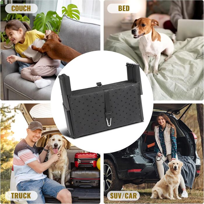 Сходинка для собак у машину - широка, складна, з антиковзким покриттям, для великих собак, підходить для авто, SUV, вантажівок, витримує до 113 кг (ширина 5 сходинок)