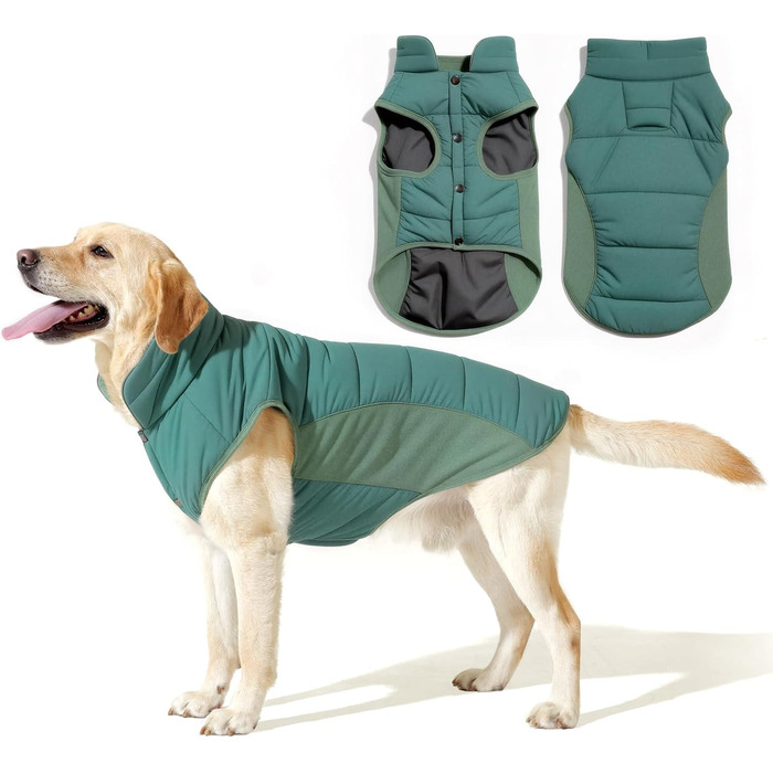 Водонепроникний собачий дощовик/куртка Poiinvc з отвором для шлейки, світловідбиваючий, теплий, для собак S-XXXL, зелений