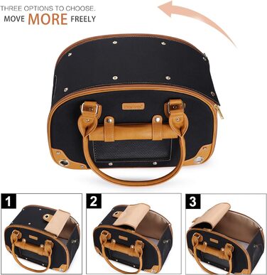 Сумка-переноска для собак та котів PetsHome, чорна, преміум-нейлон, водонепроникна, 19 x 11 x 33 см