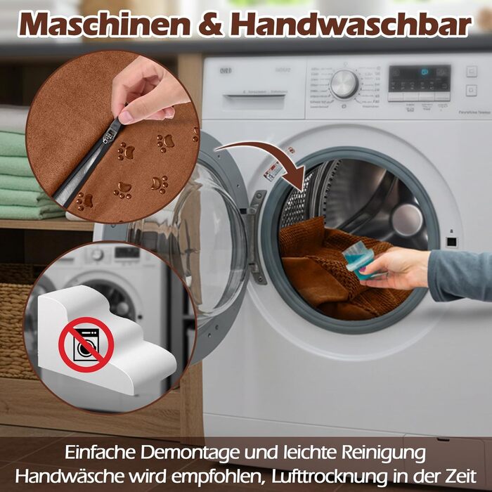 Сходинки для собак Eukue: 5 сходинок, складані, для маленьких та великих собак, з антиковзким покриттям, для ліжка/дивану (колір: коричневий)