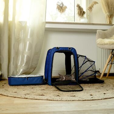 Транспортна переноска для котів You Decide Munich Cat Premium Suite LX (блакитна) з туалетом, складна