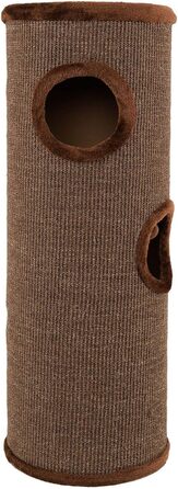 Котячий кігтетоп Lionto з сизалю, іграшкою та плюшевим обідком, висота 50 см. Стабільний кігтетоп для кошенят та дорослих котів, ідеальний догляд за кігтями та розваги. Багато місць для ховання, діаметр 36 см, висота 50 см (Коричневий, 50 см).