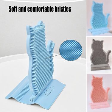 Щітка для котів, самостійний догляд, для довгошерстих та короткошерстих котів, гребінець для догляду за шерстю, гачок для дверей, ніжок столу, кутів, маленька котяча щітка для догляду (сірий, 21x29 см)