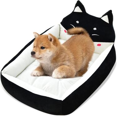 Килимок для собак PETCUTE: теплий, м'який, миючий, квадратний, для маленьких, середніх та великих собак та котів (70 см, чорний, Акіта)