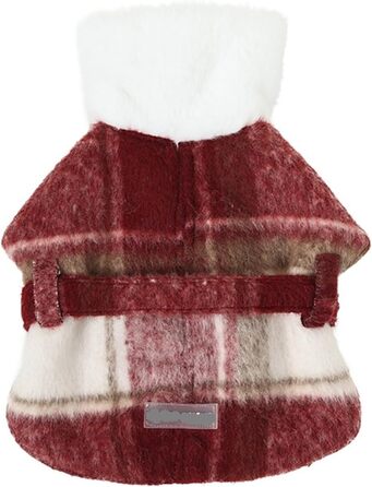 Вовняний теплий зимовий плащ для собак з червоним флісовим підкладкою, розмір L, червоний