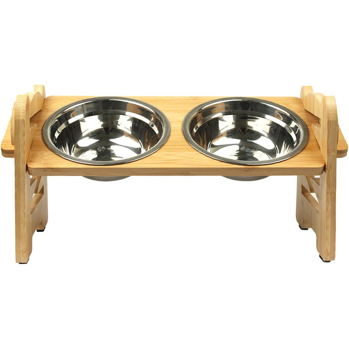 Підвищений годівниця для тварин Suerhatcon, миска для собак або котів, регульована висота, з 2 нержавіючими мисками для маленьких собак та котів