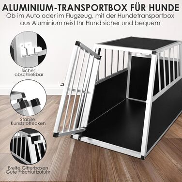Алюмінієва переносна коробка для собак Defacto (XL) 91x65x69 см, срібна