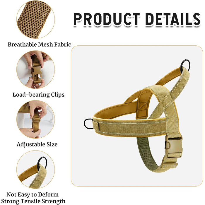 Шлейка для собак, анти-тяга, світловідбиваюча, для середніх та великих собак, регульована, м'яка, дихаюча, для прогулянок та бігу (L) (Style2-M)