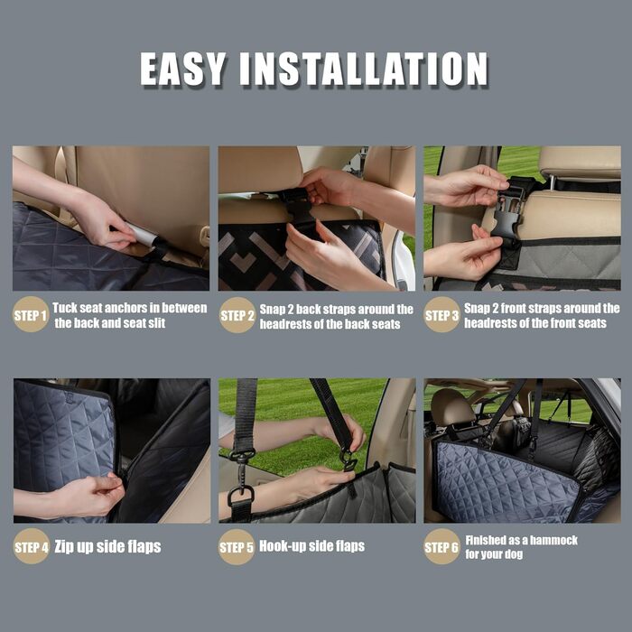 Захист сидіння авто для собак з твердим дном (Hängemattenbrücke) - сірий, для стандартних авто та SUV