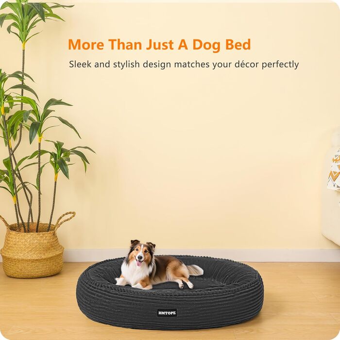 Кругле ліжко для собак середніх порід, котяче ліжко, м'яке, зручне, корзина для собак, донат, ліжко для собак, знімний, антиковзаючий, Ø 80 см, темно-сірий, розмір 80 x 80 x 20 см