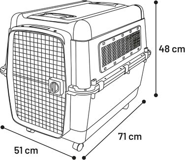 Клітка-переноска для собак Flamingo Lanta – темно-сіра, розмір L (56 × 80 × 59,5 см) | Безпечна, практична та комфортна переноска для вашого собаки