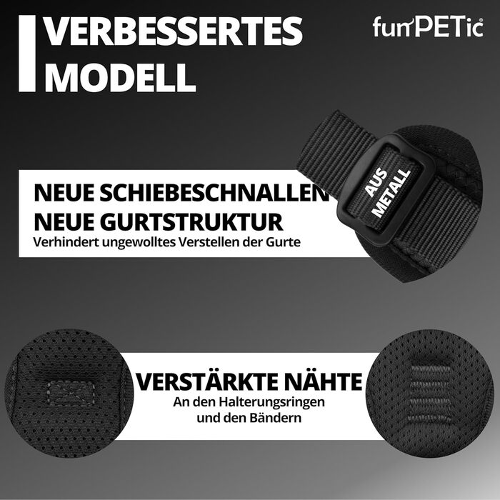 Шлея для собак funPETic Essential XS, анти-навантаження, відбивна, м'яка, дихаюча, чорна