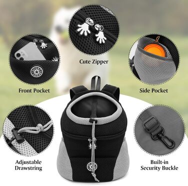 Рюкзак для тварин Pet Hunderucksack Katzerucksack, чорний, S, 30 x 16 x 34 см. Ідеально для собак та котів, зручний для подорожей, прогулянок та активного відпочинку.