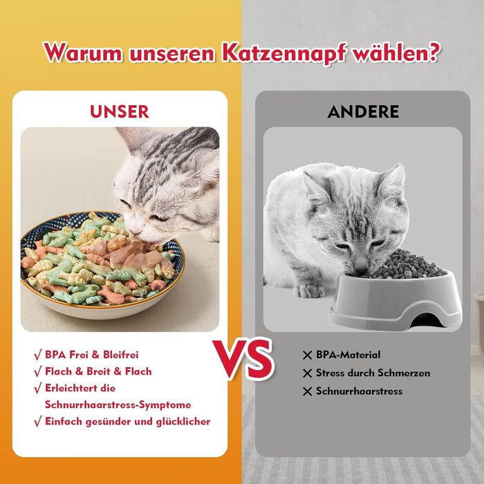 Набори мисок для котів з кераміки Katzennäpfe - 6 шт. - 250 мл - для корму - кольорові - широкі, плоскі, зручні для котів - можна мити в посудомийній машині