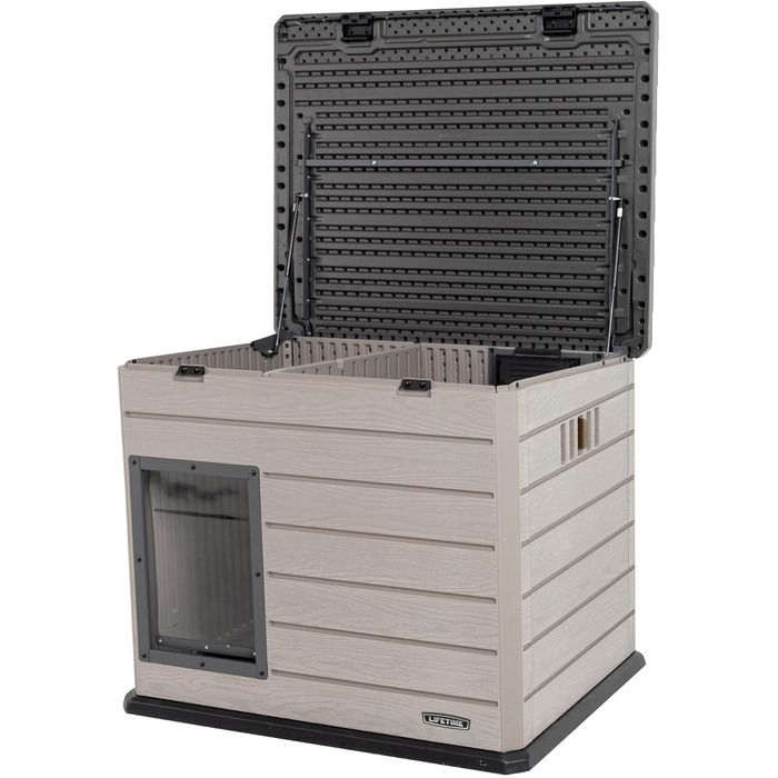 Кінець Lifetime - Зовнішній вольєр для собак, 120x97x97-90 см, переносний собачий будиночок, з піднятим дном, знімним перегородкою, захист від УФ-випромінювання, складане дах, прямокутний вольєр для саду (92314)