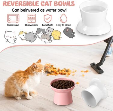 Набір мисок для котів Tanlade з підняттям, керамічні, нахилені, 4 шт. (білий та сірий)