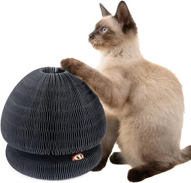 Іграшка для котів CanadianCat Kratzspielzeug: когтеточка з ігровими кульками, чорна, 27,5 x 28 см