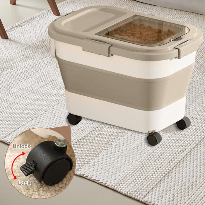 Контейнер для корму для собак та котів, 10 кг, повітряний, BPA-Free, з колесами