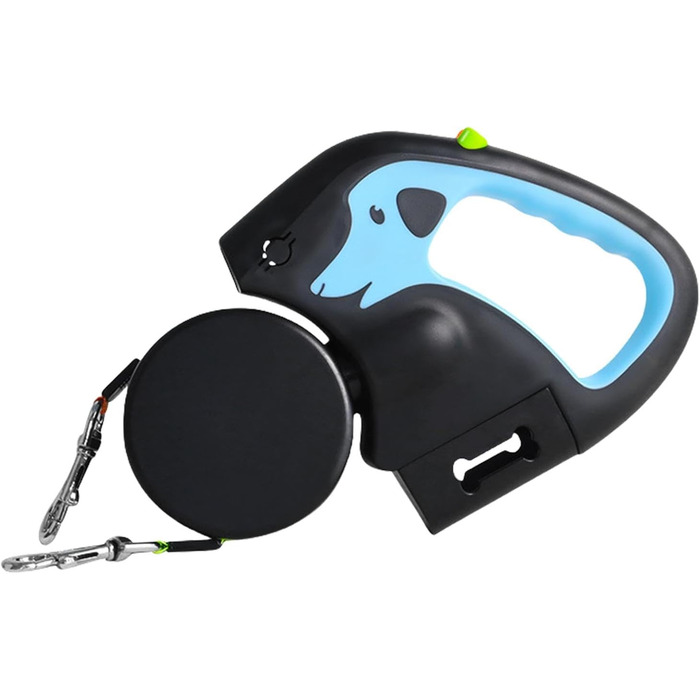 Автоматичний поводок для собак, 3 метри, подвійна ручка, міцний поводок для прогулянок, подорожей, парку, тренувань (Світло-блакитний)