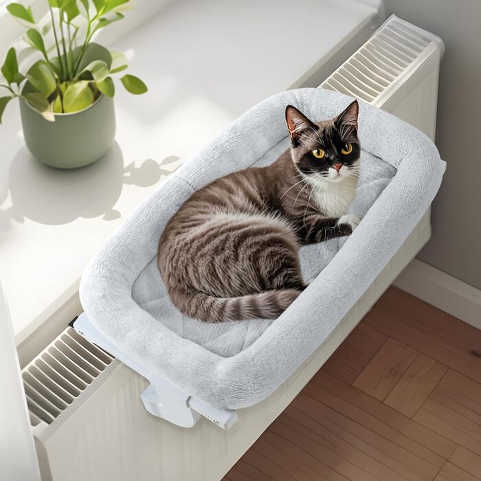 Ліжко для кота на батарею GUUSII HOME - тепле місце для відпочинку вашого улюбленця (58x33x15 см, сірий)