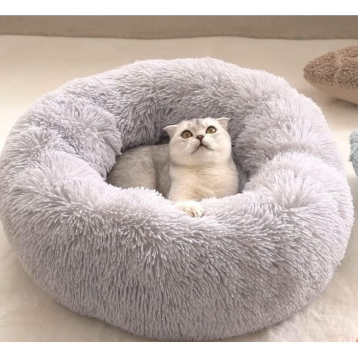 Кругла м'яка лежанка-бублик для собак та котів середнього розміру, 45x12 см