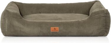 Лежак для собак Knuffelwuff Olivia XL 105x75 см, корд, знімний чохол, хакі, для великих, середніх і малих собак, машинне прання