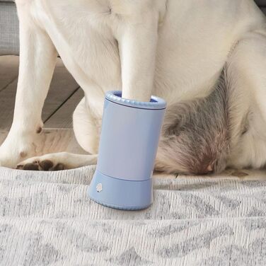 Миска для миття лап собак, портативна машинка для чищення лап | Силіконовий очищувач лап для собак маленьких, середніх та великих порід, водонепроникна миска для миття лап, м'яка щітка, блакитний та білий колір (блакитний)