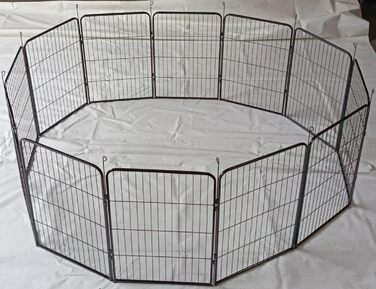 Вигул для цуценят, вольєр, загон для собак, клітка для собак, огорожа для тварин, клітка для дрібних тварин, переносна клітка, вигул для кроликів, кемпінговий забір, кемпінгове огородження, 12 елементів, 80 см