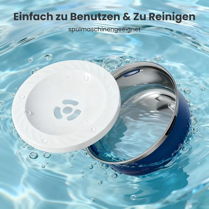 Миска для води для собак Gardner Pet без облизування, нержавіюча сталь, миска для собак, не протікає, анти-заковтування, для великих собак, для використання в приміщенні та на вулиці, запобігає краплинню, білий (2L, блакитний)