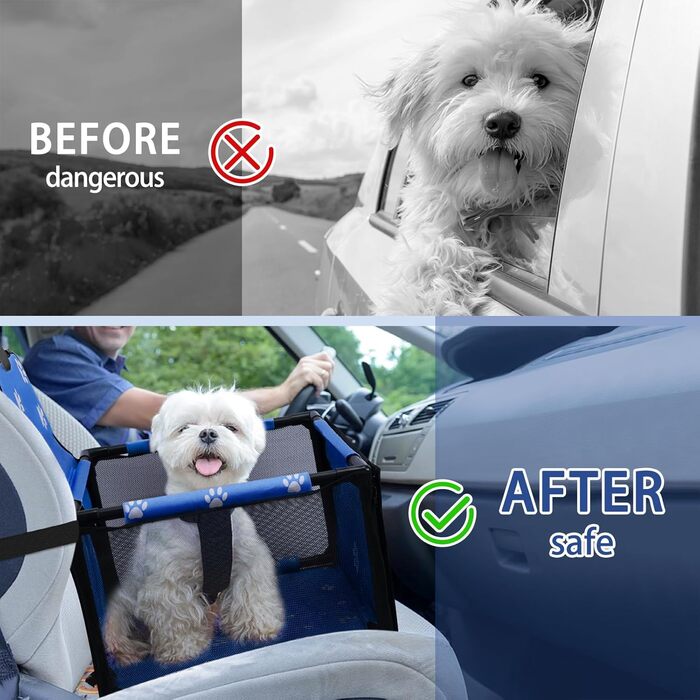 PetsHome Автокрісло для собак, водонепроникне, складне, оксфорд, підсилене 12 PVC трубками, для малих і середніх собак, дихаюче, для подорожей