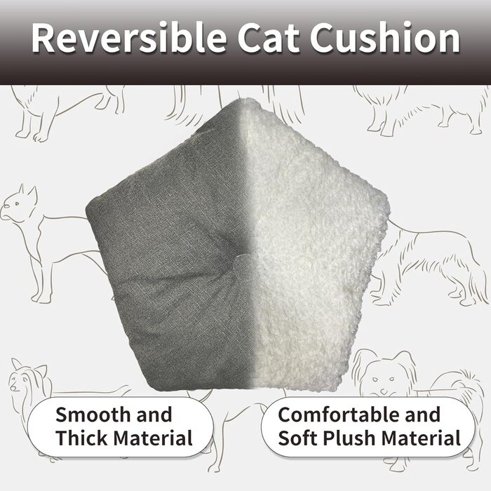 Намет для тварин Tipi: будиночок для собак та котів з м'яким лежаком (60x60x70 см, сірий)