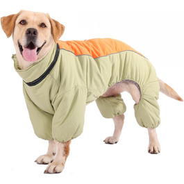 Зимовий теплий костюм для собак, світло-зелений, розмір 18. Вітронепроникна куртка для собак з блискавкою та кільцем, з відбиваючими елементами.