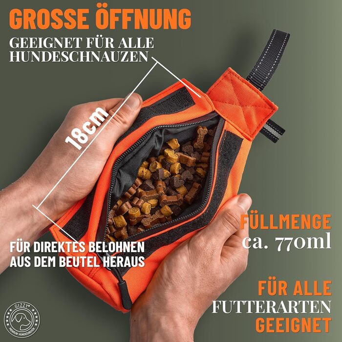 GIZZY® Оригінальний Futterdummy для собак: міцний мішечок для корму для всіх порід | Тренування з ласощами | Аксесуар для собак (Помаранчевий)