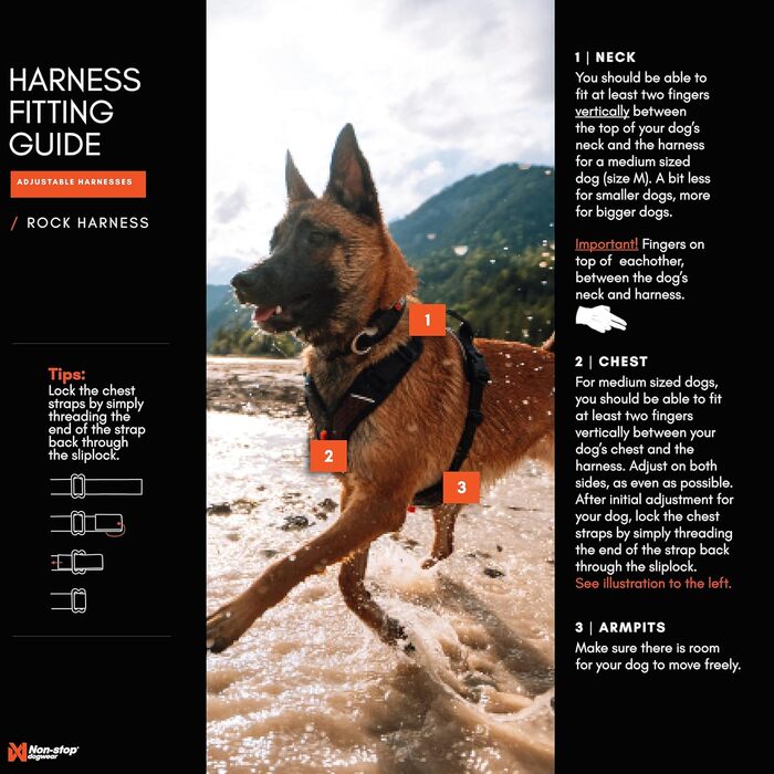 Шлейка для собак Non-Stop Dogwear Rock Harness, розмір M, чорна