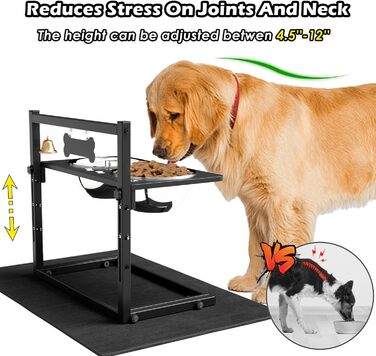 Підвищені годівниці для собак великих та екстра-великих порід, з антипроливною підкладкою, об'єм 3000 мл (2 шт.), стабільна годівниця висотою 46 см, коричневого кольору. Металеві годівниці та підкладка, 2.863 мл, 46 см