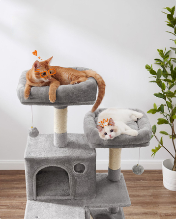 Скребниця для котів Feandrea, сіра, 161-220 см, 5 рівнів, сизаль