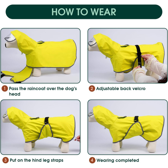 Дощовик для собак Kuoser, жовтий, XL - водонепроникний захист від дощу
