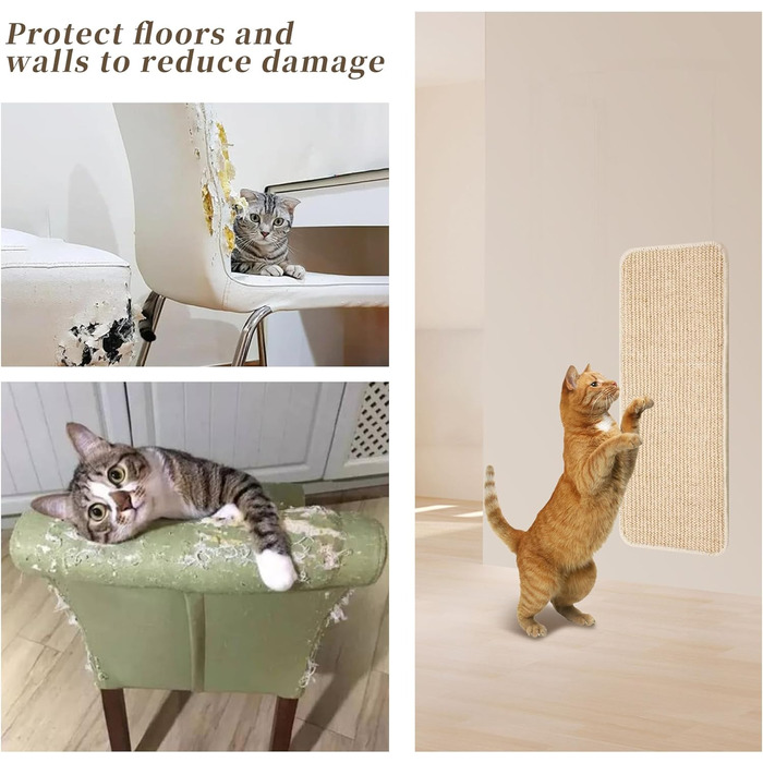 Килимок для котів з сизалю, 3 шт. 50x25 см - захист від подряпин меблів