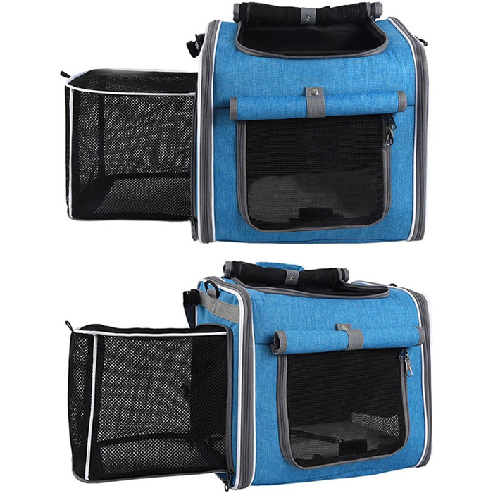 Велосипедний багажник для собак JTLB, розширюваний корзинка, водонепроникна сумка на кермо для тварин, швидке кріплення, оксфордська тканина, стильний дизайн, підходить для щоденних поїздок, серфінгу (Блакитний)