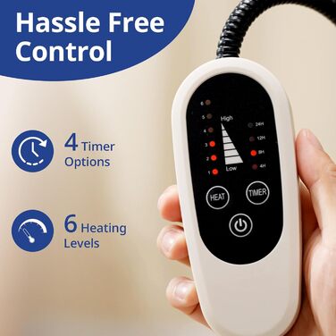 Електричний нагрівальний килимок NICREW для котів та собак 40x45 см, з захистом від кусання, бежевий, 30 Вт, регульована температура