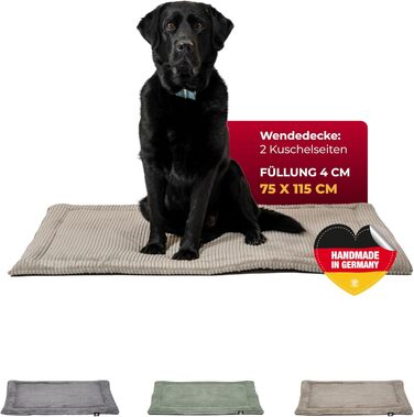 Килимок для собак HS-Hundebett® Cord з наповнювачем XS – Практичний килимок-трансформер – М'яка лежанка для собак – Комфортний відпочинок – Зелений, Made in DE, 75x115 см