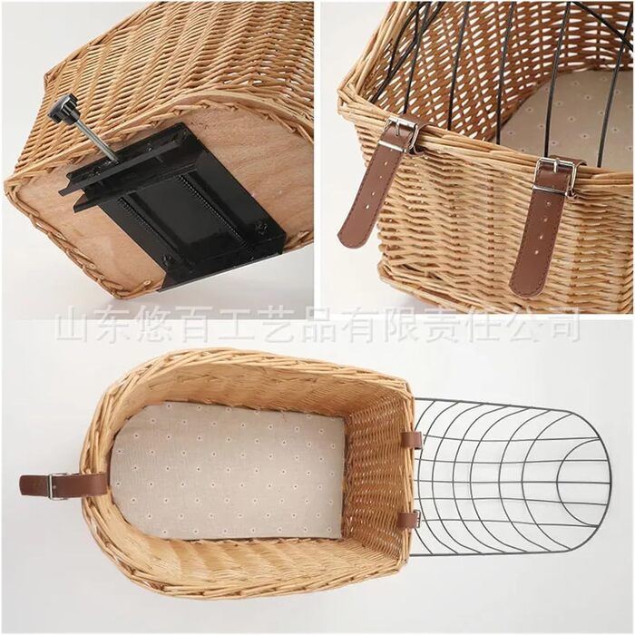 Корзина для тварин на велосипед, передня та задня, плетені, з металевим покриттям, для собак та котів