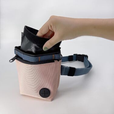 Сумка для ласощів для собак з клікером для дресирування, набір для дресирування собак, магнітна застібка, навчання без рук (Рожевий)