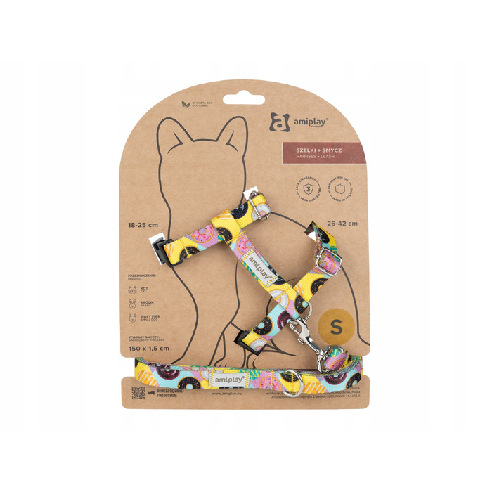 Шлейка та повідець для котів Amiplay BeHappy M Donut