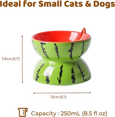 Котло propositions, піднята керамічна миска для котів, миска для їжі з підставкою, миска для котів, що запобігає блювоті, для кошенят, придатна для миття в посудомийній машині (рожевий) (кавун)