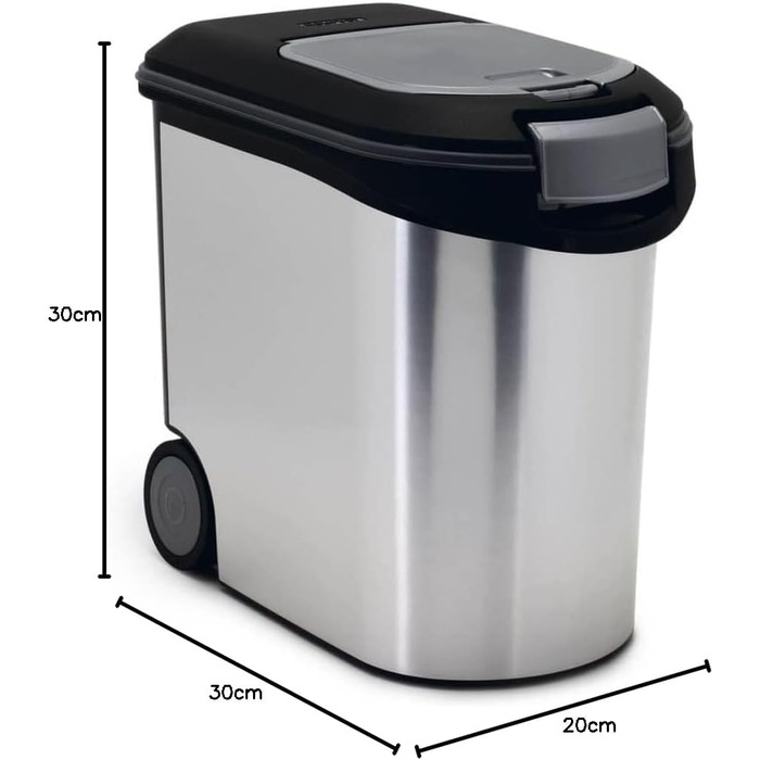 Контейнер для корму Curver 12 кг, 35 л, чорний/сріблястий, 49,3x27,8x42,5 см