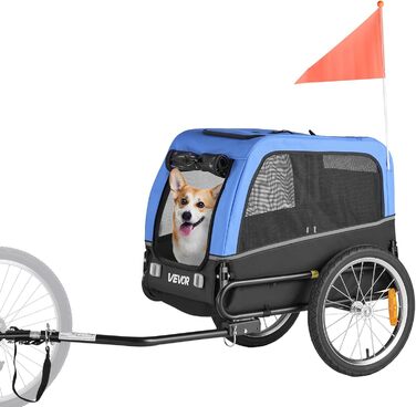 Фаркоп для собак VEVOR, до 30 кг, велосипедний причіп для собак, складаний, універсальний, з відбивачем та прапорцем