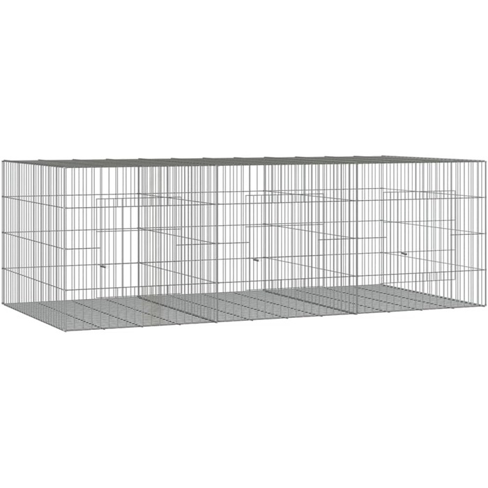 Клітка для кролів vidaXL, 3 секції, 163x79x54 см, оцинкована сталь, вольєр для домашніх тварин