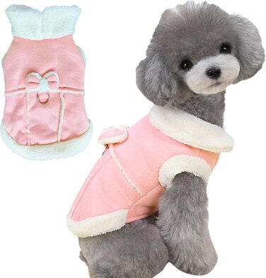 Теплий зимовий одяг для собак Jecikelon: рожевий, XS, з коміром-гетром, з підкладкою з флісу, з кільцем для повідка